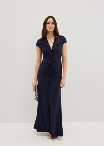 Phase Eight Daisy Ruched Dress Navy Australia | VX2618407